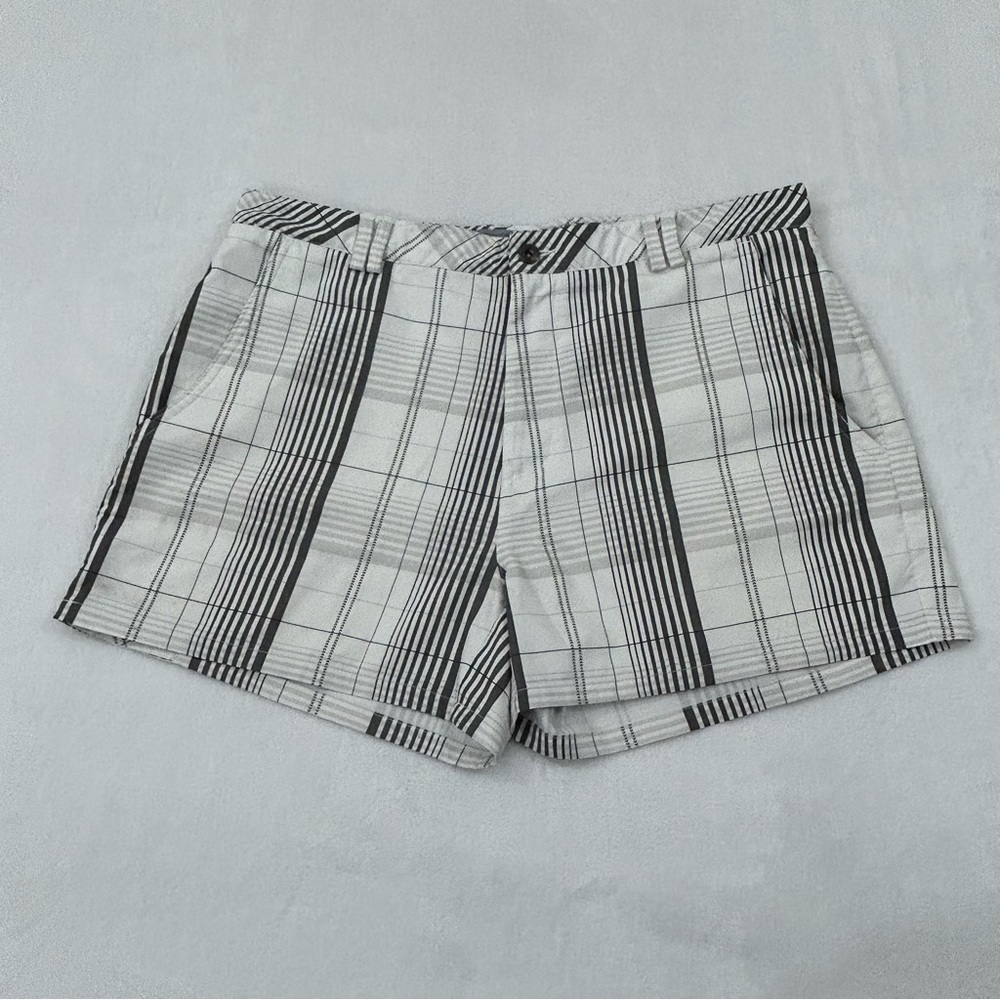 Ogio Performance Thigh High White & Gray Plaid Comfort Golf Short Shorts Mens 36